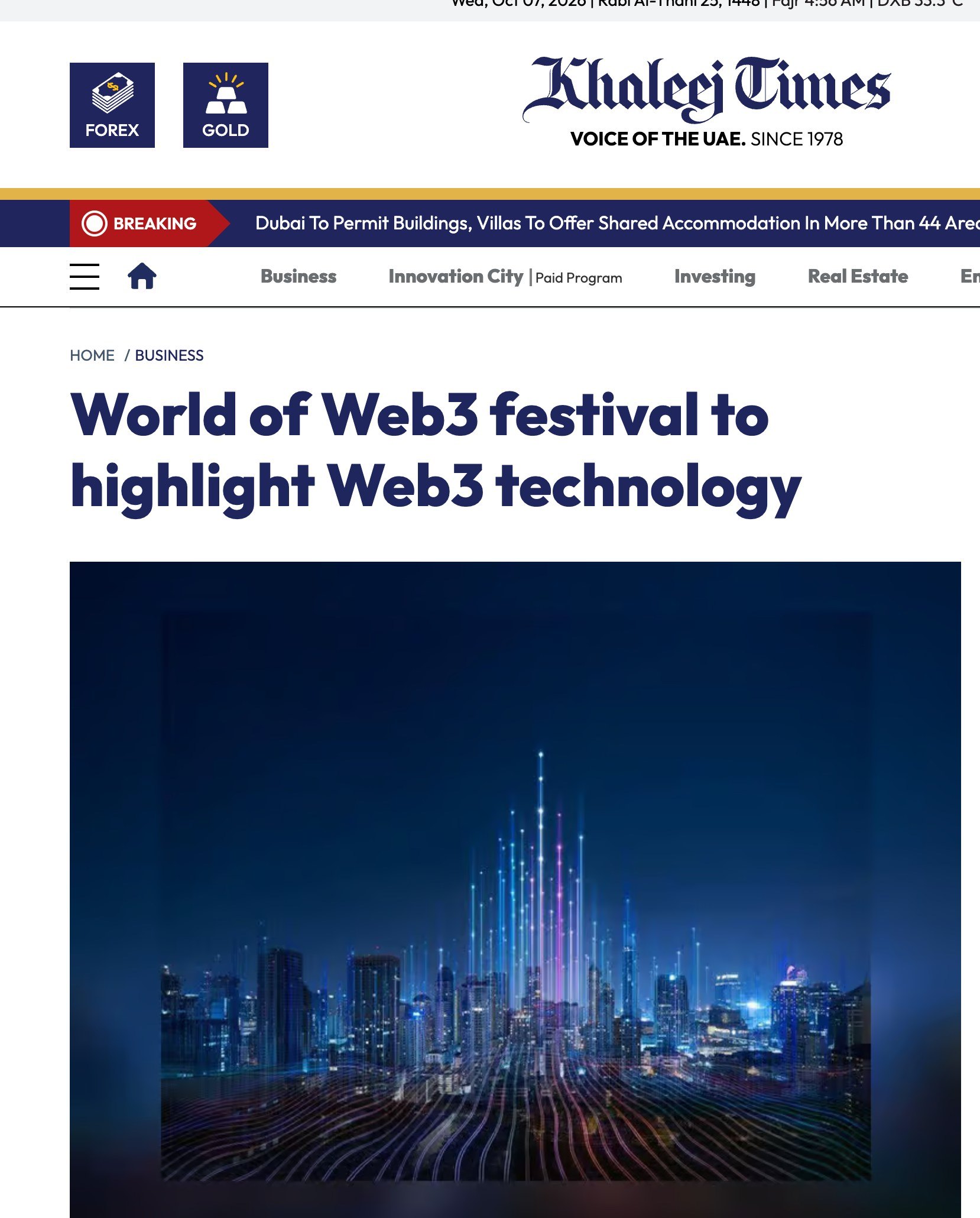 Khaleej Times: World of Web3 festival to highlight Web3 technology